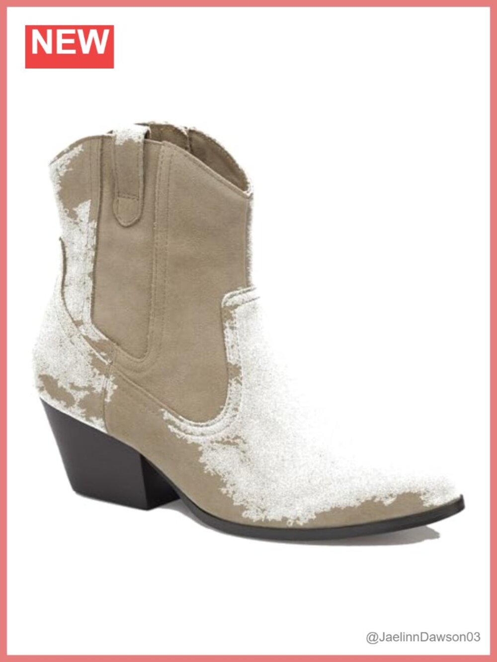Western Bootie Waterproof Suede Zip Ankle Boots Block Heel